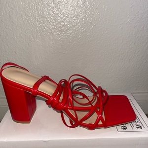 Red heels with straps